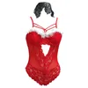 Set sexy in lingerie taglie forti per le donne Babbo Natale con reggicalze in pizzo Teddy Babydoll Body 231017