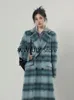 Womens Wool Blends Autumn Winter Winter Longo quente Plaid lã de casacos Mulher Outwear Moda coreana Elegante jaqueta sediada Design de roupas soltas 231018