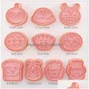 Baking Moulds Mods 8Pcsset Cookie Cutters Animal Dinosaur Type Stamp Embosser For Biscuit Pastry Bakeware Molds Kitchen Accessories Dhgbg