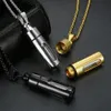 Pendant Necklaces Men Glass Cylinder Essential Oil Perfume Necklace Cremation Stainless Steel Male Choker Jewelry212J