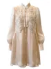 Casual Jurken YIGELILA Vrouwen Retro Parels Kralen Shirt Jurk Elegante Stand Hals Volledige Mouw Effen Losse Lange 67729