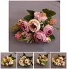 Dekorative Blumen, künstliche Seide, gefälschte Teerose mit Blumenmuster für Hochzeitsfeier, Heimdekoration, Blumenstrauß