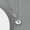 Hängen Kofsac Personlighet Zirkon Pin Love Heart Necklace For Women S925 Sterling Silver Jewelry Cool Girl Jubileum Tillbehör