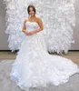 3D kwiatowy suknia ślubna 2024 Koronka bez ramiączek Ceremonia ślubna próby Odbiór zaręczynowy impreza nocna suknia tańca romantyczne vestidos de novia kaplica pociąg
