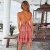 Lässige Kleider Boho Rosa Sommerkleid Frauen Sexy Riemchen Spitze Weiß Mini Weibliche Strand V-Ausschnitt Party Sommerkleid Schwarz Gelb Rot Vesti298o