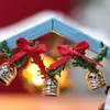 Decorações de natal de madeira diy brilhante casa quebra-cabeça ornamentos brinquedos artesanais luzes led decoração de mesa ano 2024