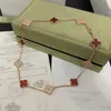 Fashion Classic Agate Four Leaf Clover Necklace Long Ten 10 Flowers Pendant Mor-of Pearl For Girl Valentine's Mother's Designer Halsband