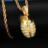 Ожерелье с подвеской в форме гранаты из кубического циркона для мужчин с веревочной цепью в стиле хип-хоп золотого цвета, очаровательная подарочная цепочка, ювелирные изделия для мужчин, женщин246C