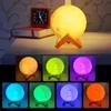 Novelty Items LED Night Light 3D Printing Moon Lamp with Stand 8CM12CM15CM Battery Powered 7 Color Change Kids Home Decor 231017