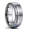 Wedding Rings 8mm Natual Abalone Shell Tungsten Carbide Ring Silver Color Matte Surface Promise Jewelry Engagement Men Anillos1238i