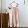 Damska odzież sutowa bawełniana szczupła zawiesia 2 kolory słodka urocza sukienka w połowie nocnej odzieży dla kobiet w domu piżama koszule nocne 2023 lato
