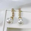 Kolczyki Dangle Projekt łańcucha mody imitacja Pearl Drope Earring na imprezę luksusowy CZ Biżuteria w rocznicę ślubu