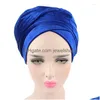 Czapki czapki/czaszki czapanie czapanie/scl czapki zwykłe Veet Hidżab Turban Cap muzułmańska długotrwała hat hat islamska pod szalikiem Bonnet ladi dhn3p