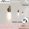 Novelty Items Zoyaloo LED Wood USB Night Light Magnetic Wall Lamp Kitchen Cabinet Closet light Home Bedroom Table Move Bedside Lighting 231017