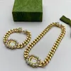 18k banhado a ouro pulseira colar conjunto pulseira colar designer para mulher retro marca de moda pérola braçadeira ketting alta qualidade wi221m