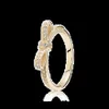 Bagues de cluster 2021 Tendance de la mode 100% S925 Sterling Silver Real Rose Gold 3 couleurs Bow Ring Original DIY Bijoux Convient pour Wome292K