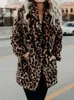 Womens Fur Faux Autumn Leopard Coat Women Long Winter Woman Warm Ladies Jacket Kvinna Plush Teddy Outwear 231017