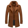 Men's Wool Blends 2023 Winter Coat Men Fashion Double Collar Thick Jacket Single Breasted Trench Casual Overcoats 231017
