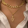 Sautoirs JIOROMY Vintage multi-couche couleur or chaîne collier ras du cou pour les femmes R mode serpent pendentif gros colliers bijoux 188p