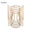 Banny Pink Chunky Alloy Hollow Geo Channel Setting Bangle Armband voor Vrouwen Grote Metalen Bangle Mode Hand Sieraden Pulsears Q0719192q