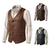 Mens Vests Euroamerican Vneck Suede Single Breasted Coat Vest Gilet Men Suits For Wedding Denim Full Suit Steampunk 231018