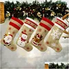 Decorazioni natalizie 18,8 pollici grandi calze di tela tela Babbo Natale pupazzo di neve renna polsino pacchetto famiglia sacchetti regalo per festa di Natale Dhnf7