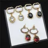 Shiny Diamond Charm Earrings Women Double Letter Crystal Pendant Studs 3 Färger Rhinestone Pendant Earndrops With Present Box216m