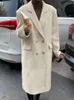 Damen Wollmischungen Wollmantel Koreanische Mode Frauen Zweireiher Wintertasche Rosa Schwarz Eleganter Mantel Weiblich Chic Solid Casual Cloak 231018