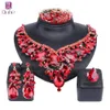 Women Bridal Jewelry Sets Wedding Necklace Earring Bracelet Ring For Brides Bridesmaid Party Accessories Crystal Decoration