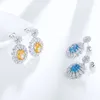 Orecchini pendenti Orecchini pendenti con diamanti ad alto tenore di carbonio Argento sterling 925 Orecchini con zirconi sfaccettati gialli blu Accessori per gioielli da donna