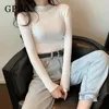 Frauen Pullover Stricken 2023 Herbst/Winter Lange Ärmeln Slim Fit Koreanische Mode Halb Stehkragen Pullover Tops Drop 87