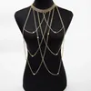 Pendant Necklaces Luxury Fashion Sexy Body Belly Black Gold Color Tone Chain Bra Slave Harness Necklace Tassel Waist Jewelry