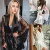 Indumenti da notte da donna Abiti da sposa sexy da donna Lingerie Trasparente Kimono estivo Abito da notte con cintura in pizzo di seta satinato293h