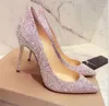 Scarpe eleganti Eleganti décolleté da donna slip-on con punta a punta e strass bling con strass in cristallo argento