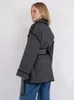 Jaquetas femininas outono elegante casaco de retalhos de lã para mulheres casual solto manga longa jaqueta 2023 chique escritório senhora outerwear casacos 231018