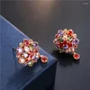 Stud Earrings Ociki Cubic Zirconia CZ Colourful Crystal Bohemia Flower Jewelry Wholesale For Women Girls Gift Drop