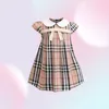 Baby Girls Dress Kids Lapel College z krótkim rękawem splatana koszula spódnica swobodna designer ubrania dla dzieci 6796830