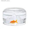Akvaryumlar yaratıcı kar dağ altın balık tankı basit ev cam balık tankı masa üstü yuvarlak mini akvaryum oturma odası küçük dekorasyon yq231018