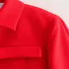 Garnitury damskie 2023 Dekoracja kobiet Krótki garnitur Autumn/Winter High Street Fashion Red Long Rleeve ciepły płaszcz