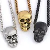 Joyería de Halloween, collar de calavera, cadena con colgante de motorista gótico de acero inoxidable para hombres y mujeres, regalo Punk, Color dorado, negro y plateado 256P