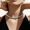 top kwaliteit klassiek europees design mode vrouwen sieraden rose goud zilver kleur 10mm visgraat snake chain choker necklace191m