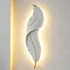 Wall Lamps Nordic Feather LED Lamp TV Backdrop Bedroom Bedside Interior Lighting Decor Lights Aisle Corridor Room Resin