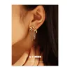 Hoop Earrings Brass Plated 18K Genuine Gold French Ins With Light Luxury And Exquisite Temperament. Zircon Tassels Irregular Hollow