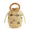 Bags andmade Rinestone Crystal Embellised Straw Bag Small Bucket Lady Travel Purses and andbagsstylisheendibags