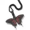 Pendant Necklaces Hip Hop Versatile Red Black Butterfly Long Necklace For Men's And Women's Accessories Ins Style