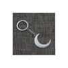 Nyckelringar nya 20st/parti DIY Key Ring Accessories Antik Sier Zinc Alloy Moon Charms Chain Keychain Jewelry Dhtlf