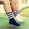 Ganz-Neue Männer Frauen 3 Drei Streifen Baumwolle Socken Retro Old School Hiphop Skate Lange Kurze Meias harajuku weiß schwarz winter c275m