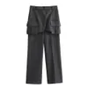 Женские брюки из двух предметов UNIZERA, осенне-зимний продукт, модные украшения в полоску, костюм с сращенными рукавами, пальто, комплект с внешней юбкой 231017