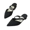 Dress Shoes Pointy Heel Two Wear Waterproof Summer Shallow Mouth Single With Non-slip Sandals Woman Black Heels