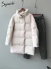 Women's Down Parkas Syiwidii Puffer Fall Jacket Women 2023厚い暖かい女性ロングコートエレガントボタン特大のアウター231017